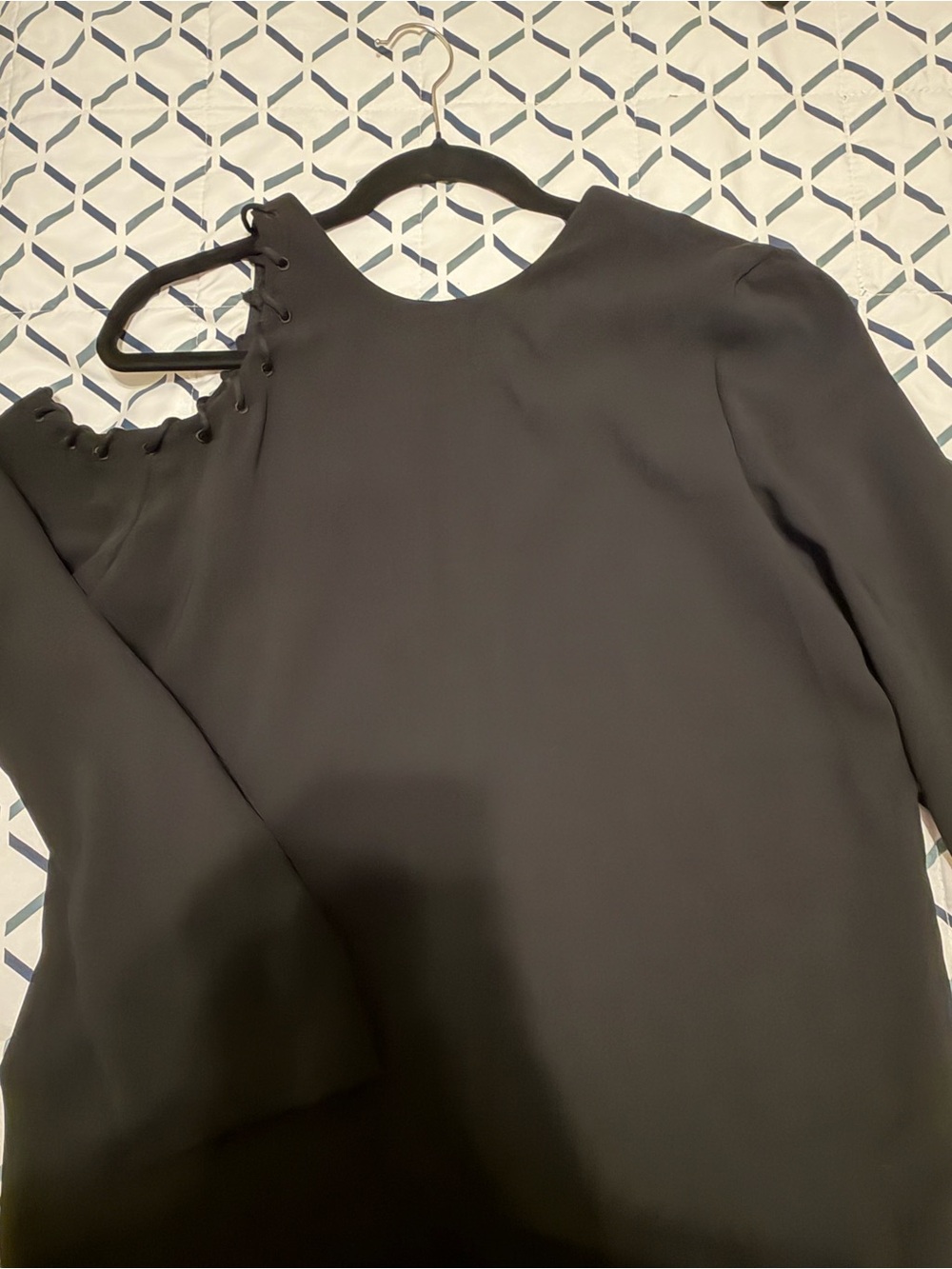 IRO Black Lace-Up Shoulder Long-Sleeve Top